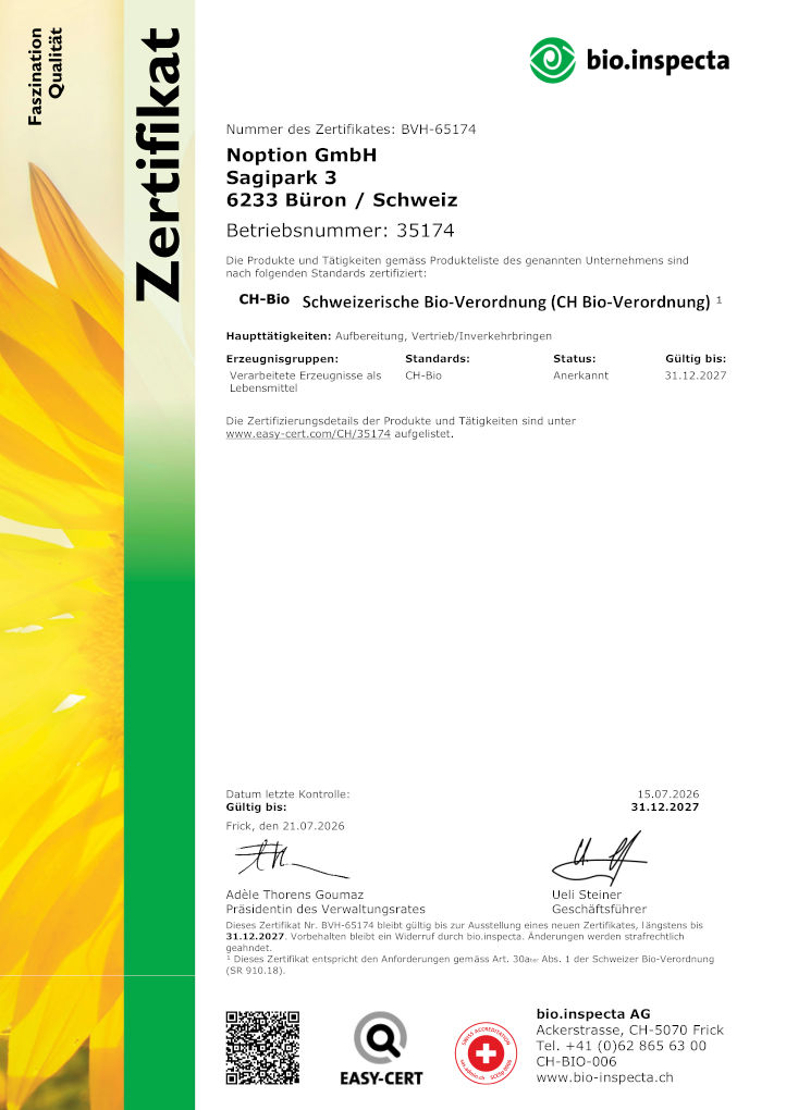 BIO BVH Einheitszertifikat